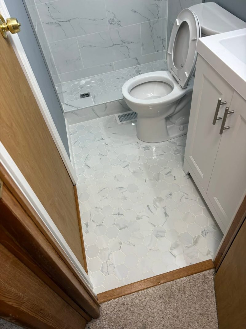 Tiled Shower & Hex Floor — photograph 2