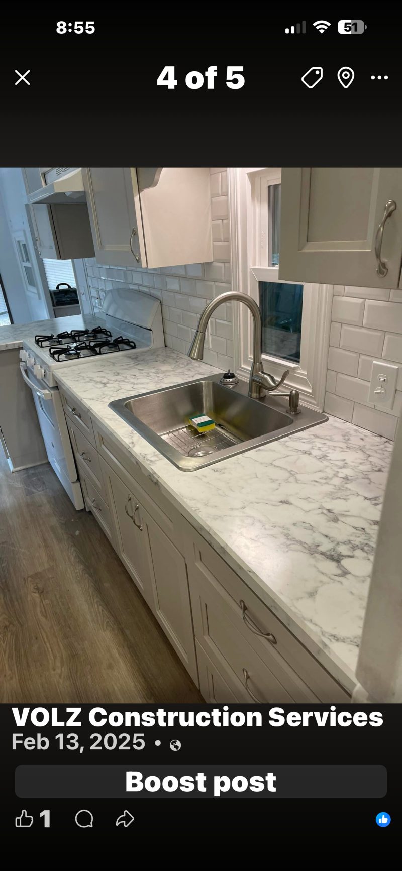 Grey Shaker Cabinets & Subway Tile — photograph 2